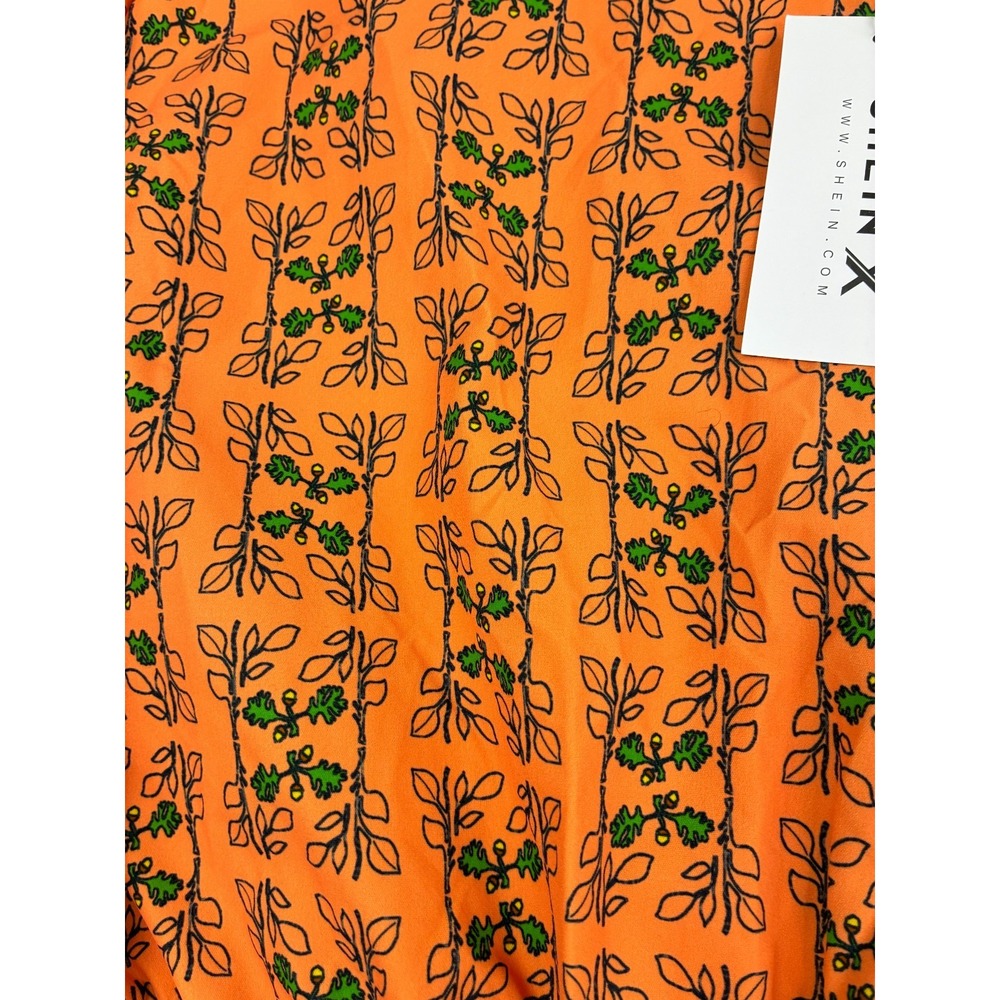 SHEIN X Womens S Orange Floral Jumpsuit Long Sleeve Jogger NWT Botanical - Picture 4 of 10